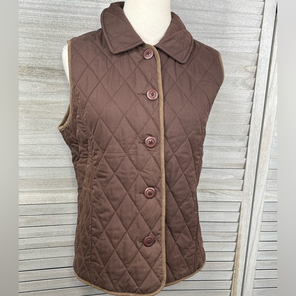 L.L. BEAN Women's Insulated Quilted Vest Brown/Multi Plaid-Small